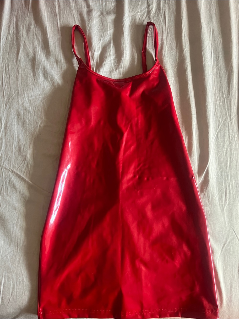 Shiny Red Vinyl One-Piece Bodycon dress